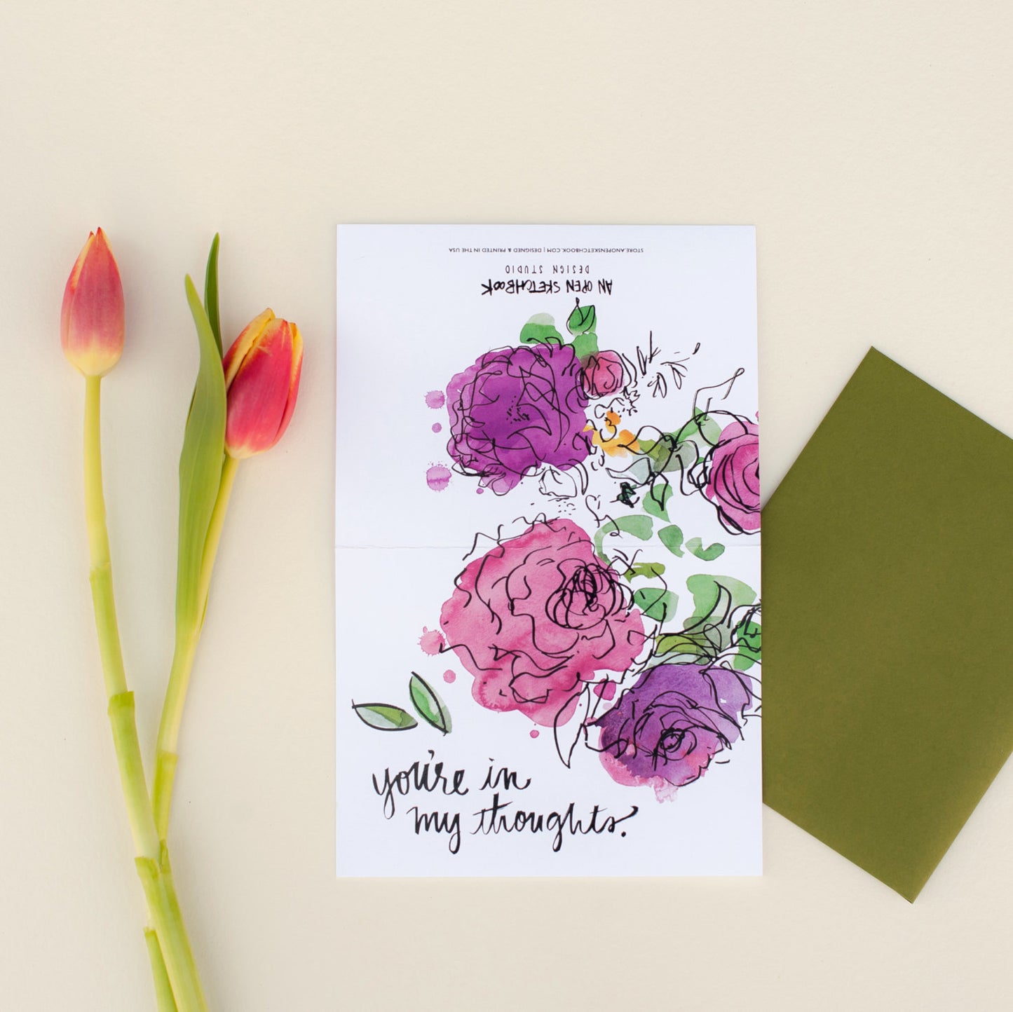 Watercolor Flowers You're In My Thoughts